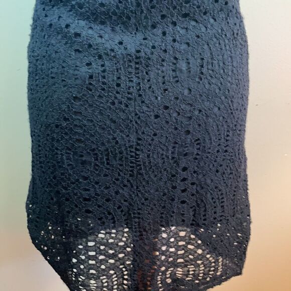 J. Crew Black Cocktail Dress w/Eyelet Designs Sheer Short Sleeves (Size; 00) - Picture 12 of 12